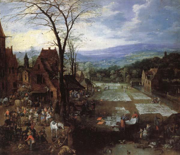 Joos de Momper A Flemish Market and Washing-Place Germany oil painting art